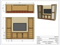 Entertainment Center Drawing Rendered Views